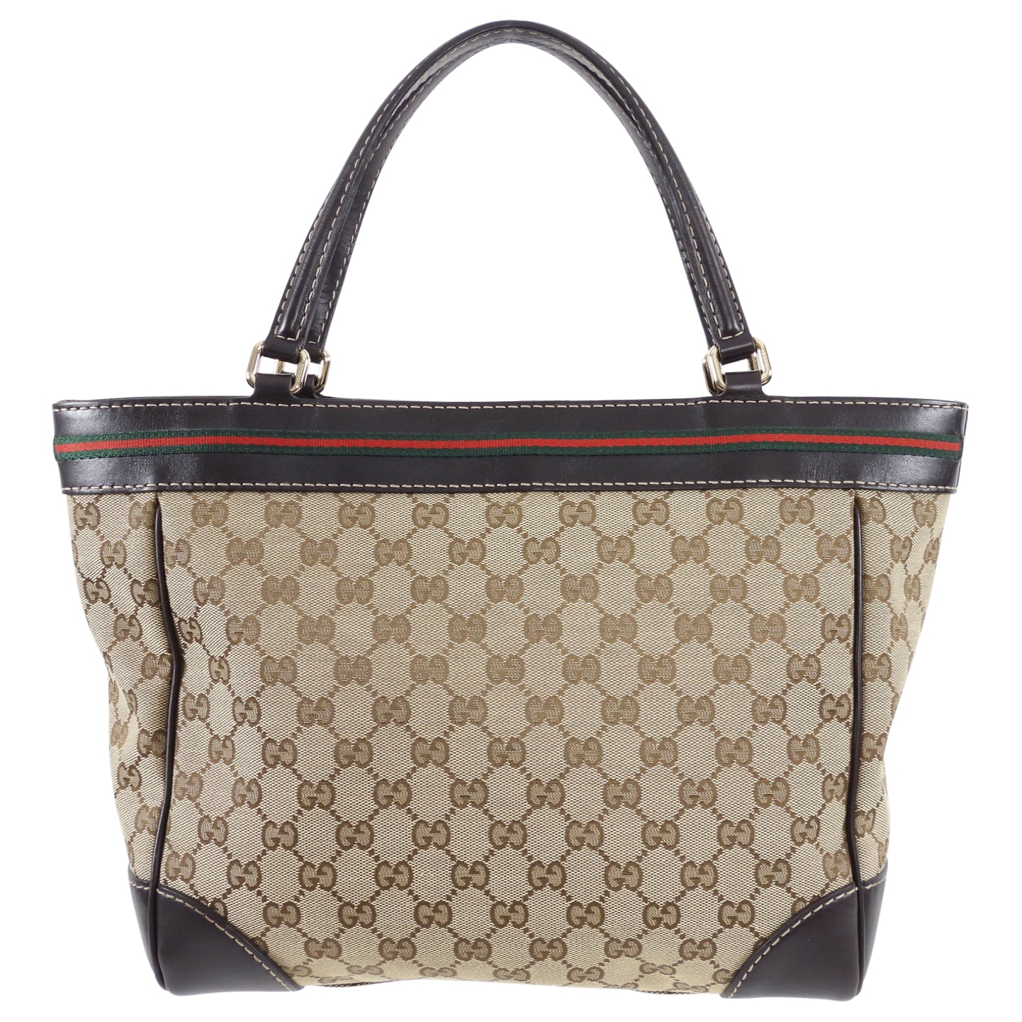 Gucci Monogram Mayfair Web Stripe Bow Tote Bag