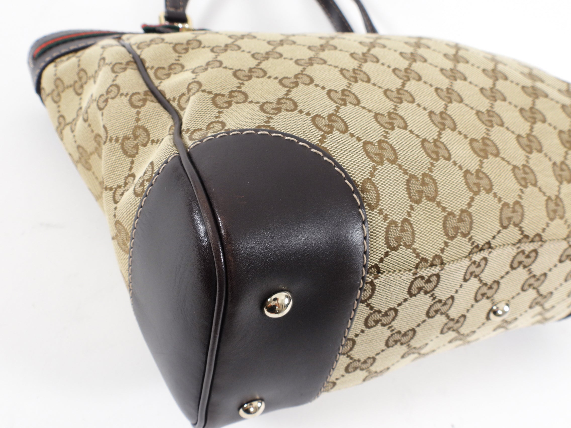 Gucci Monogram Mayfair Web Stripe Bow Tote Bag