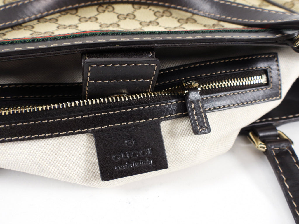 Gucci Monogram Mayfair Web Stripe Bow Tote Bag
