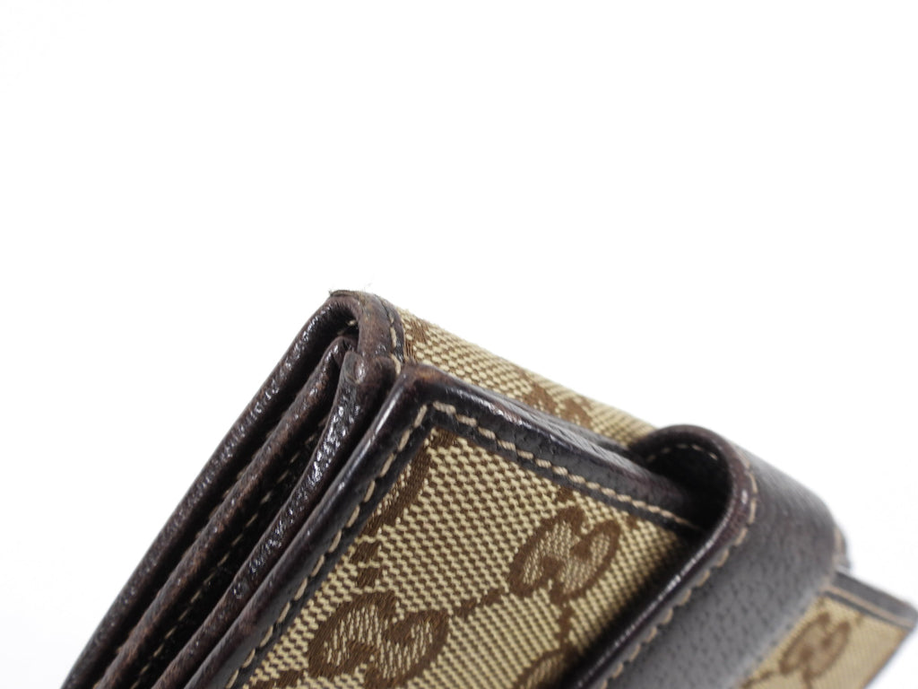 Gucci Princey Brown Monogram Bow Compact Wallet