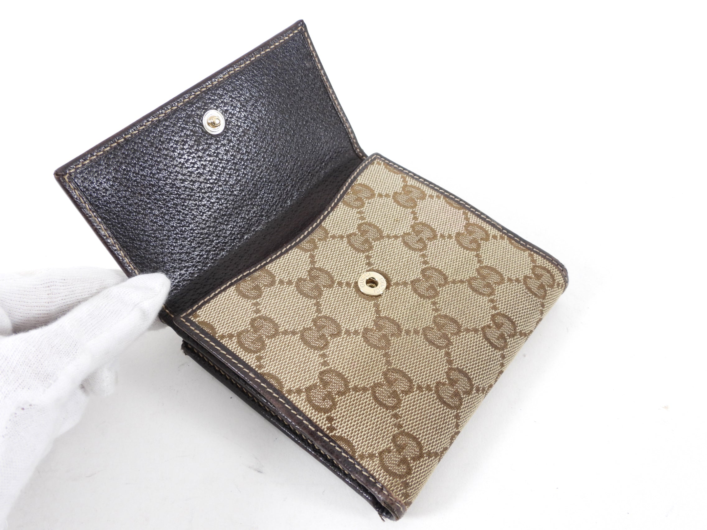 Gucci Princey Brown Monogram Bow Compact Wallet