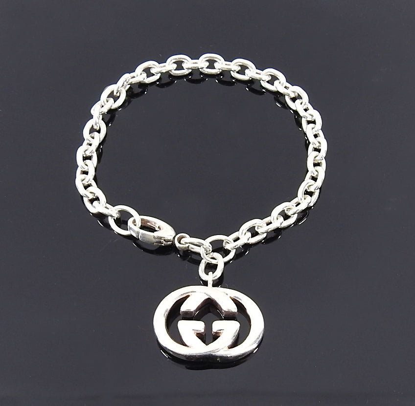 Gucci Sterling Silver GG Pendant Chain Bracelet - S