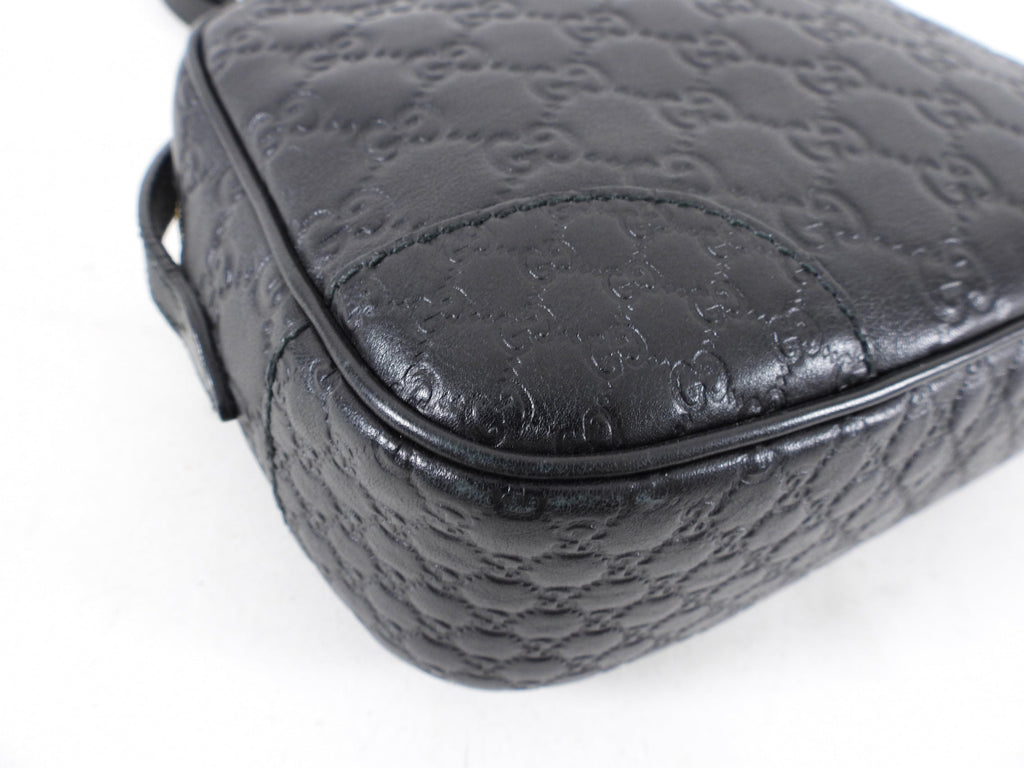 Gucci Black Guccissima Bree Camera Crossbody Bag