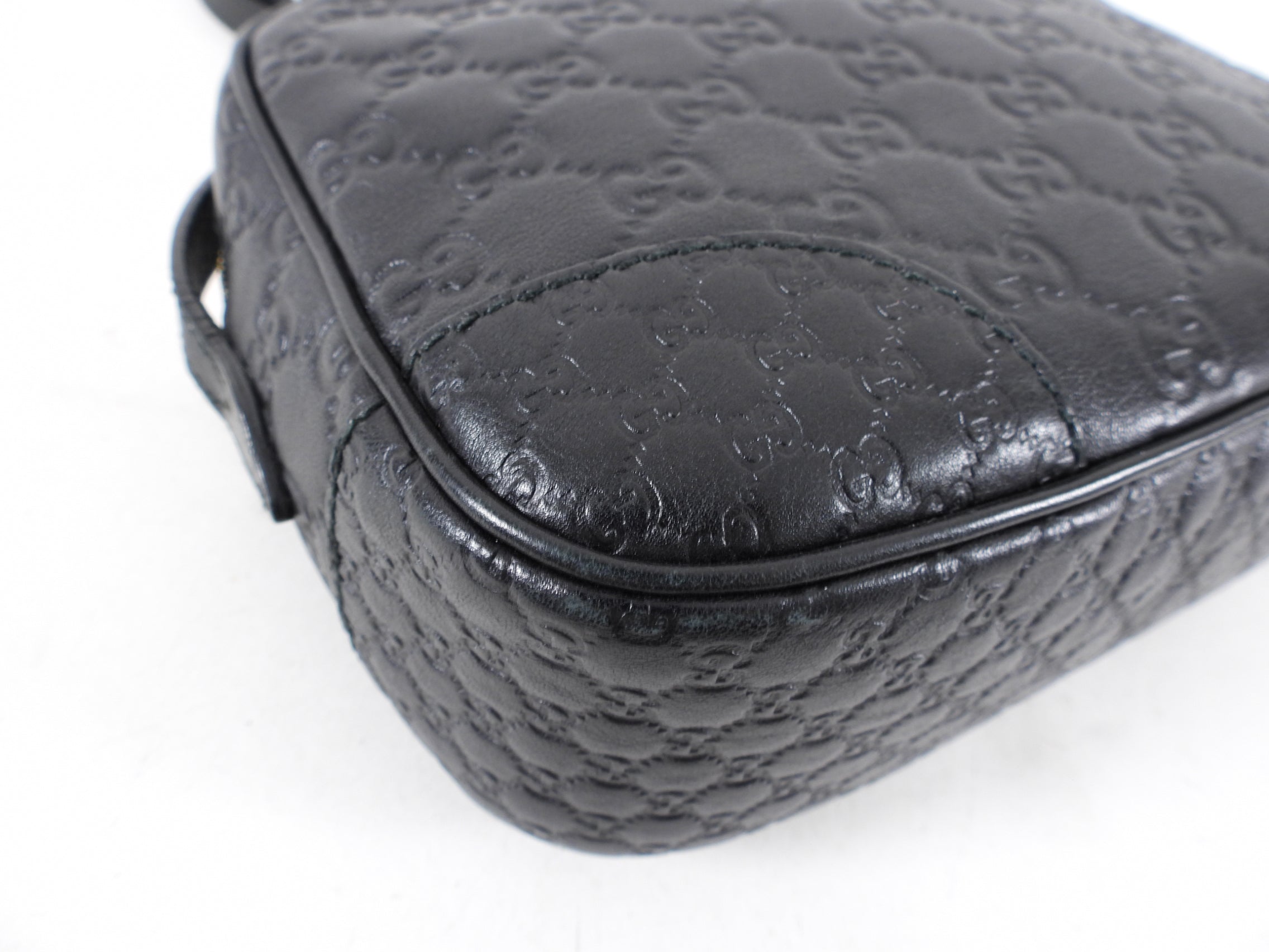 Gucci Black Guccissima Bree Camera Crossbody Bag