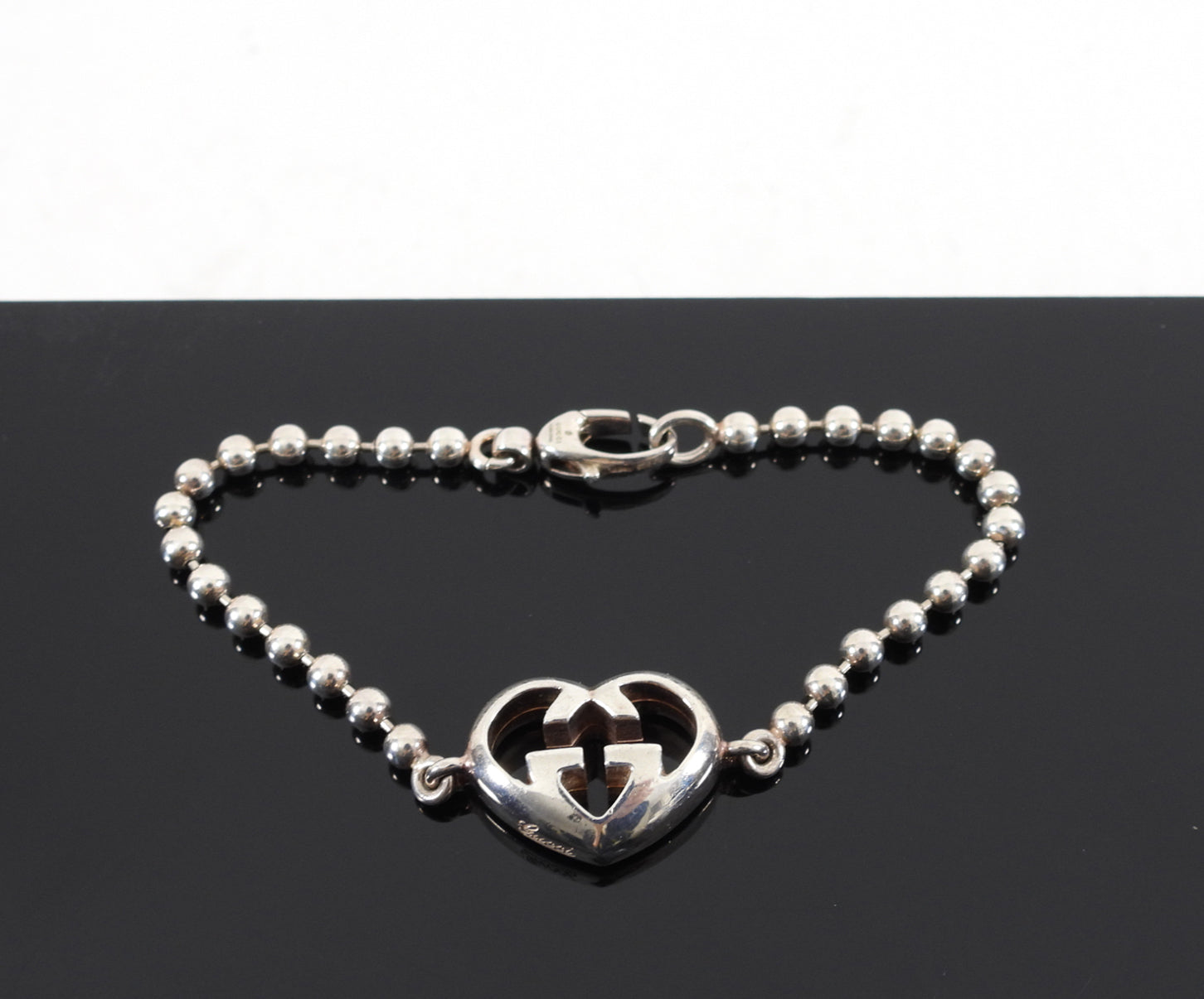 Gucci Britt Puff GG Sterling Silver Heart Bracelet