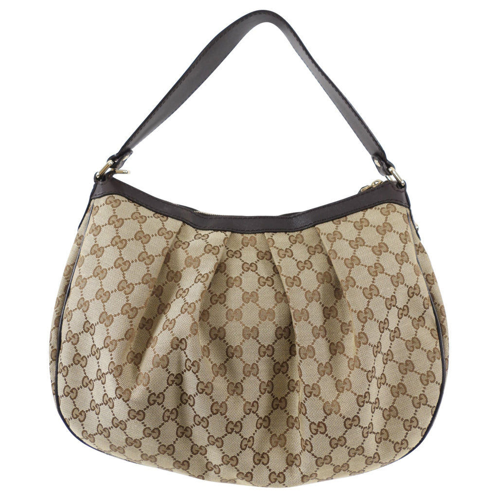 Gucci Monogram Canvas Brown Leather Sukey Hobo Bag