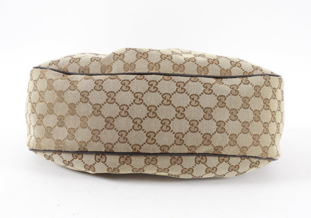 Gucci Monogram Canvas Brown Leather Sukey Hobo Bag