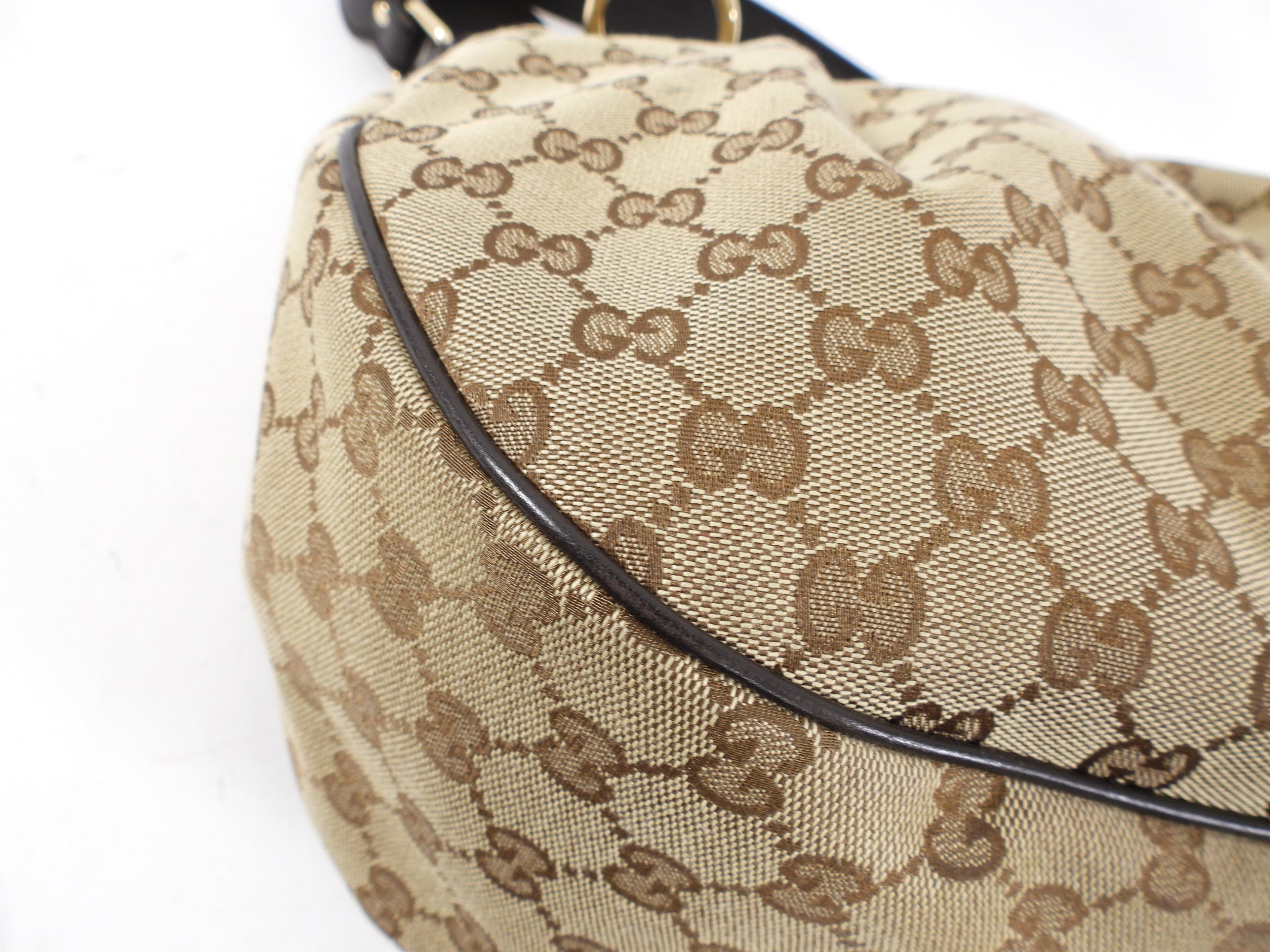 Gucci Monogram Canvas Brown Leather Sukey Hobo Bag