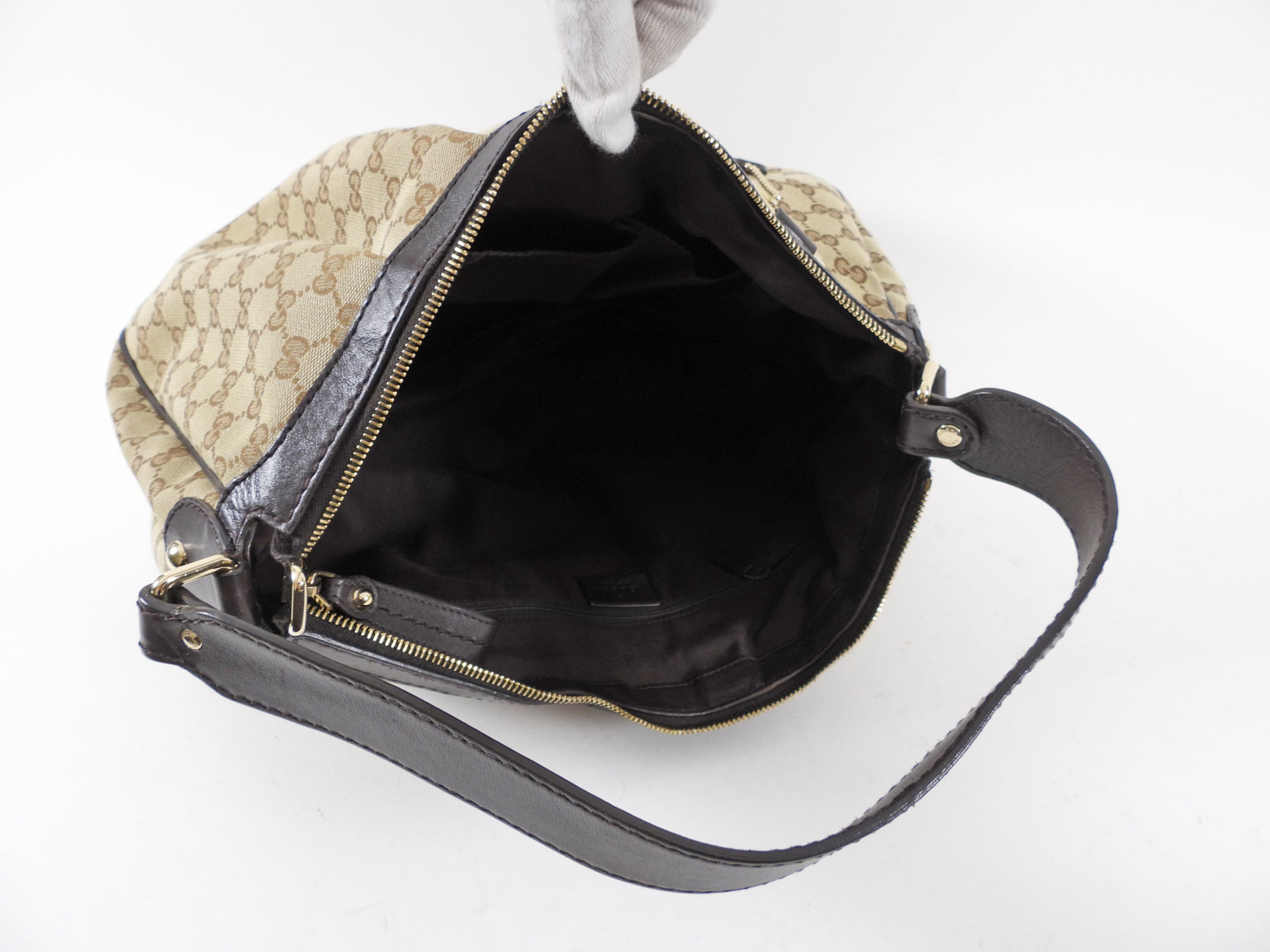 Gucci Monogram Canvas Brown Leather Sukey Hobo Bag