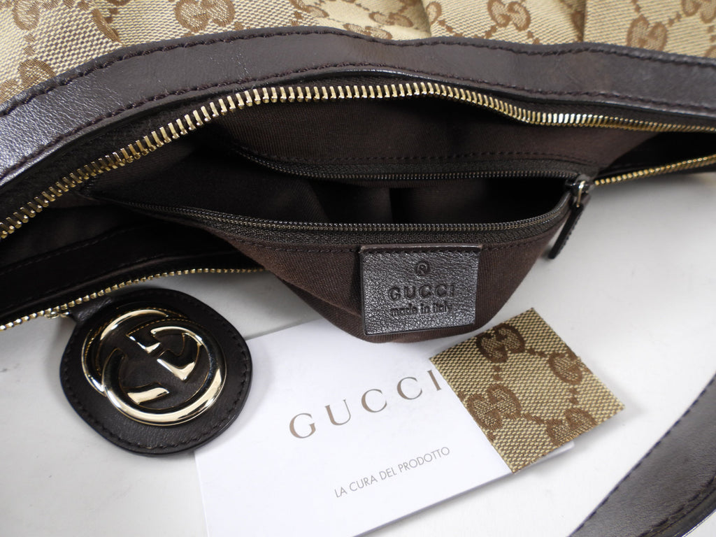 Gucci Monogram Canvas Brown Leather Sukey Hobo Bag