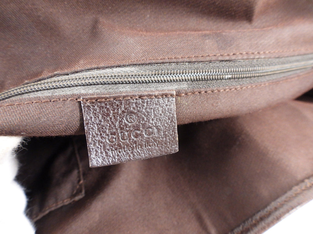 Gucci Brown Monogram Canvas Web Strap Handle Small Tote