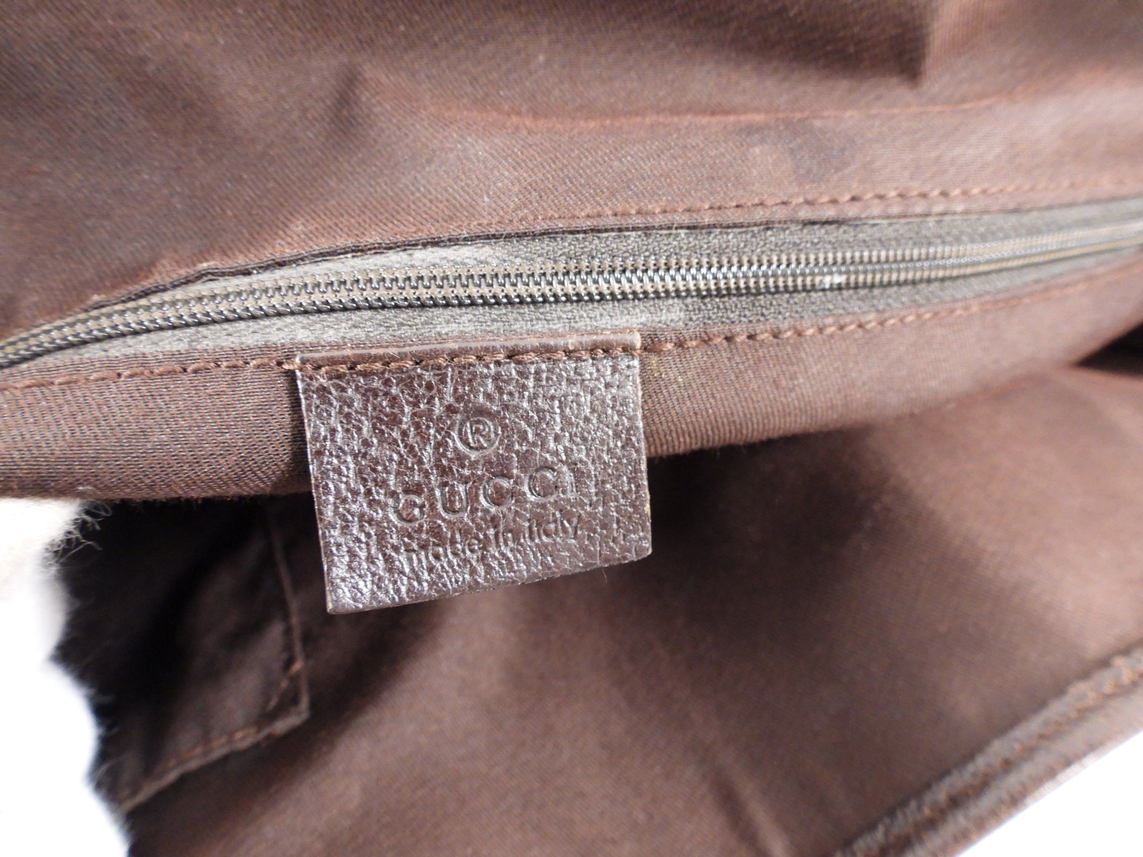 Gucci Brown Monogram Canvas Web Strap Handle Small Tote