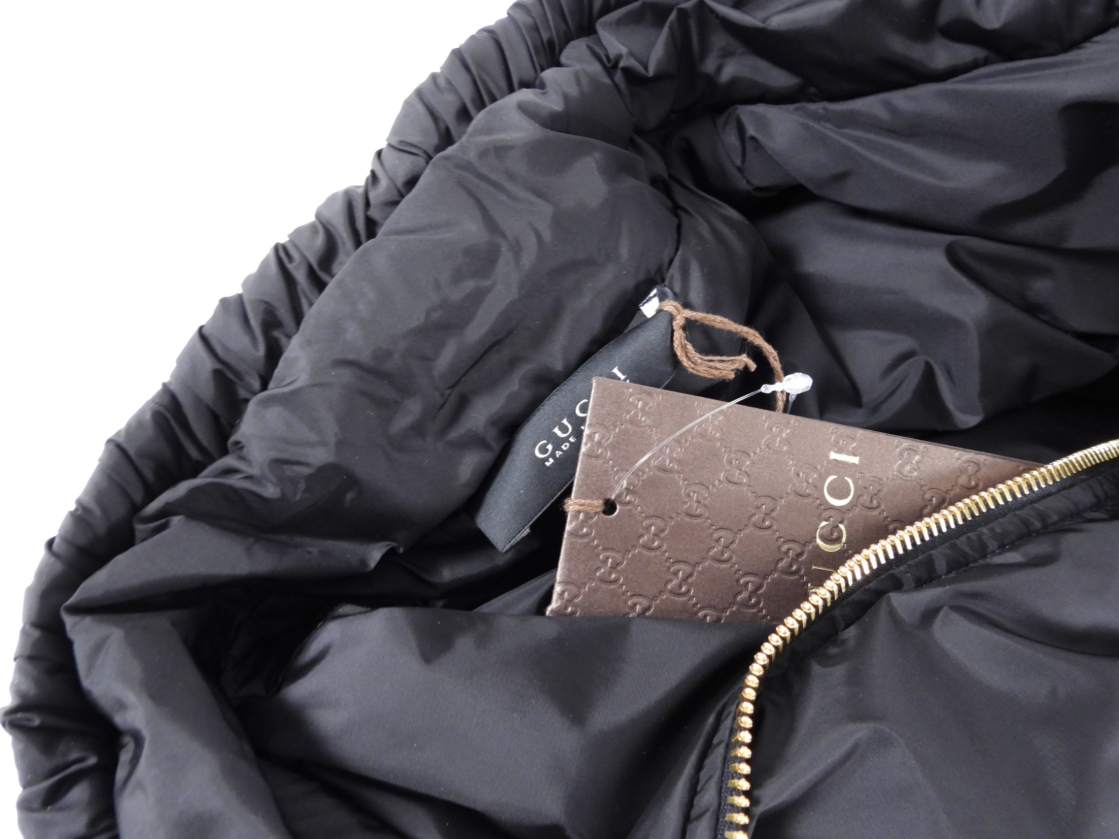 Gucci Black Nylon Zip Hooded Jacket With Crest Detail - M - (6/8)