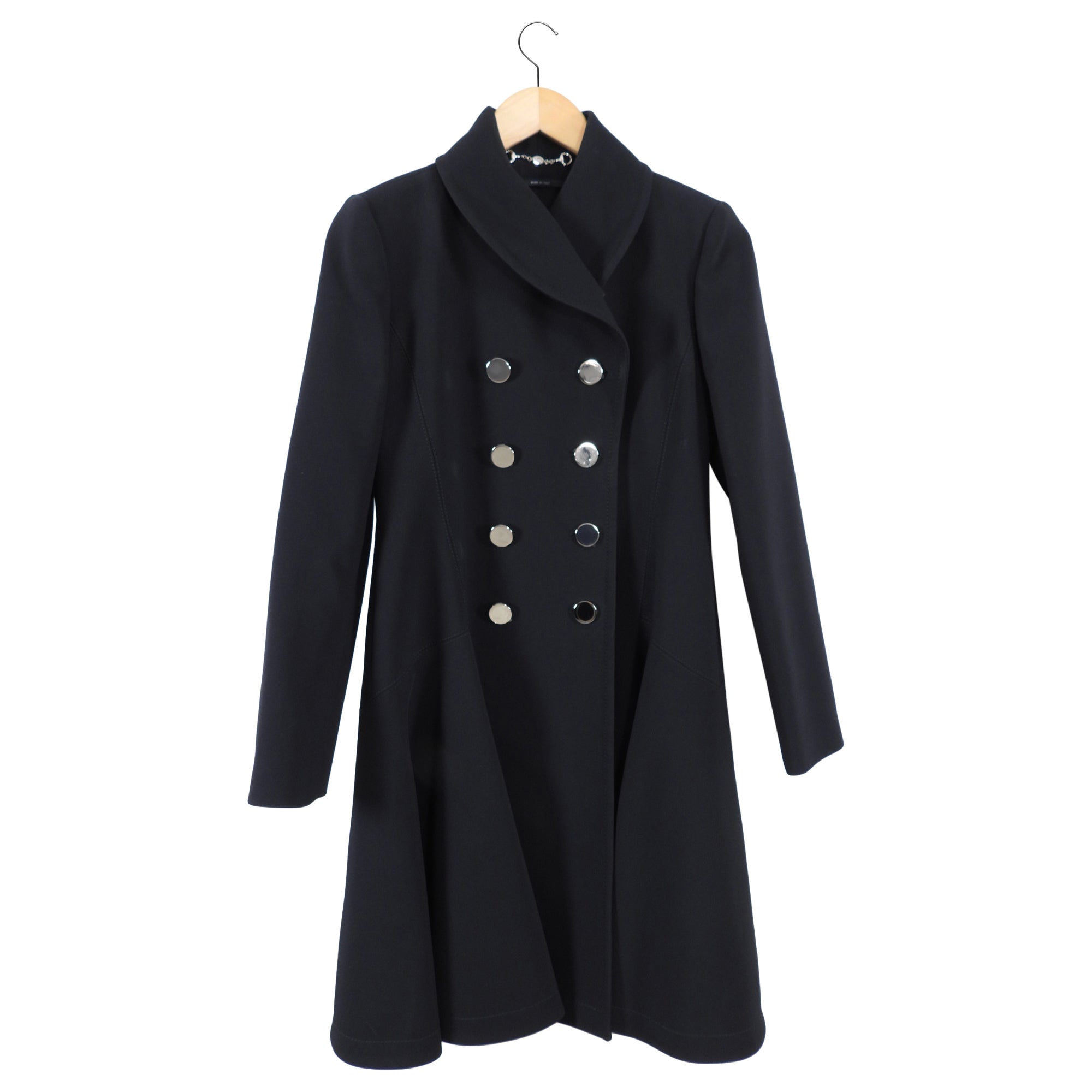 Gucci Black Fitted Coat with Silver Buttons - IT40 / USA 4