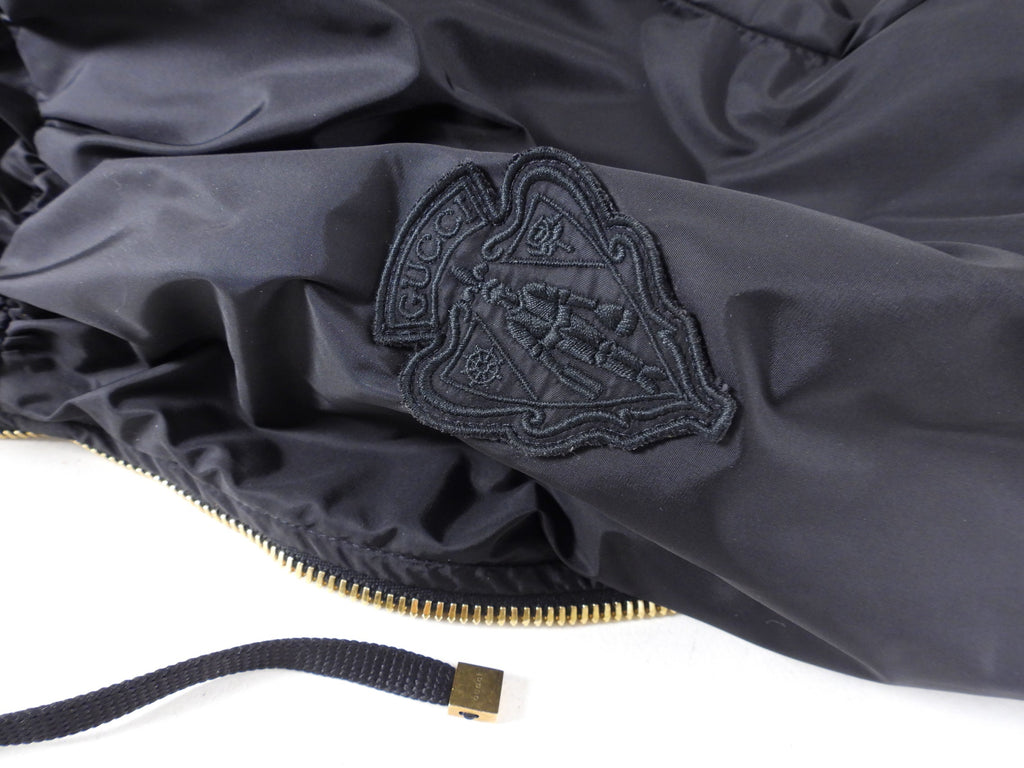 Gucci Black Nylon Zip Hooded Jacket With Crest Detail - M - (6/8)