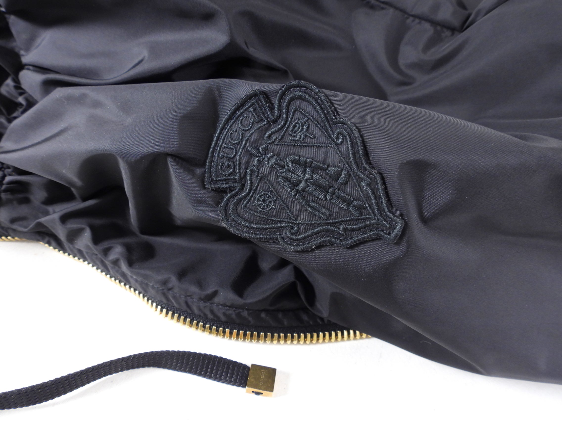 Gucci Black Nylon Zip Hooded Jacket With Crest Detail - M - (6/8)