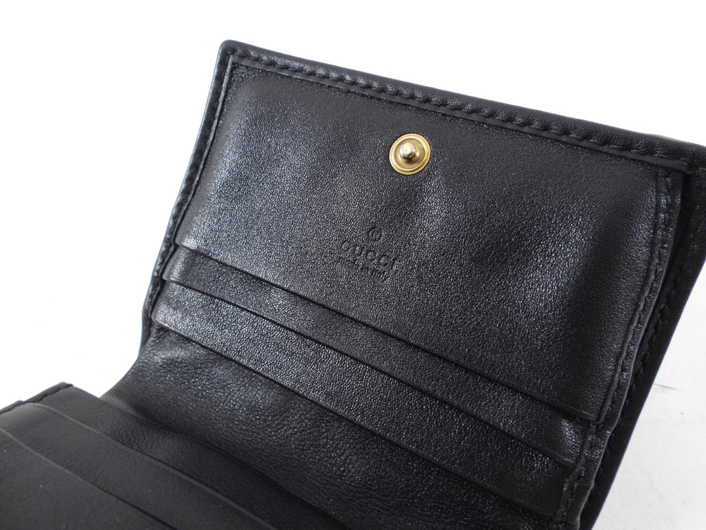 Gucci Matelasse Monogram Black Leather Compact Wallet