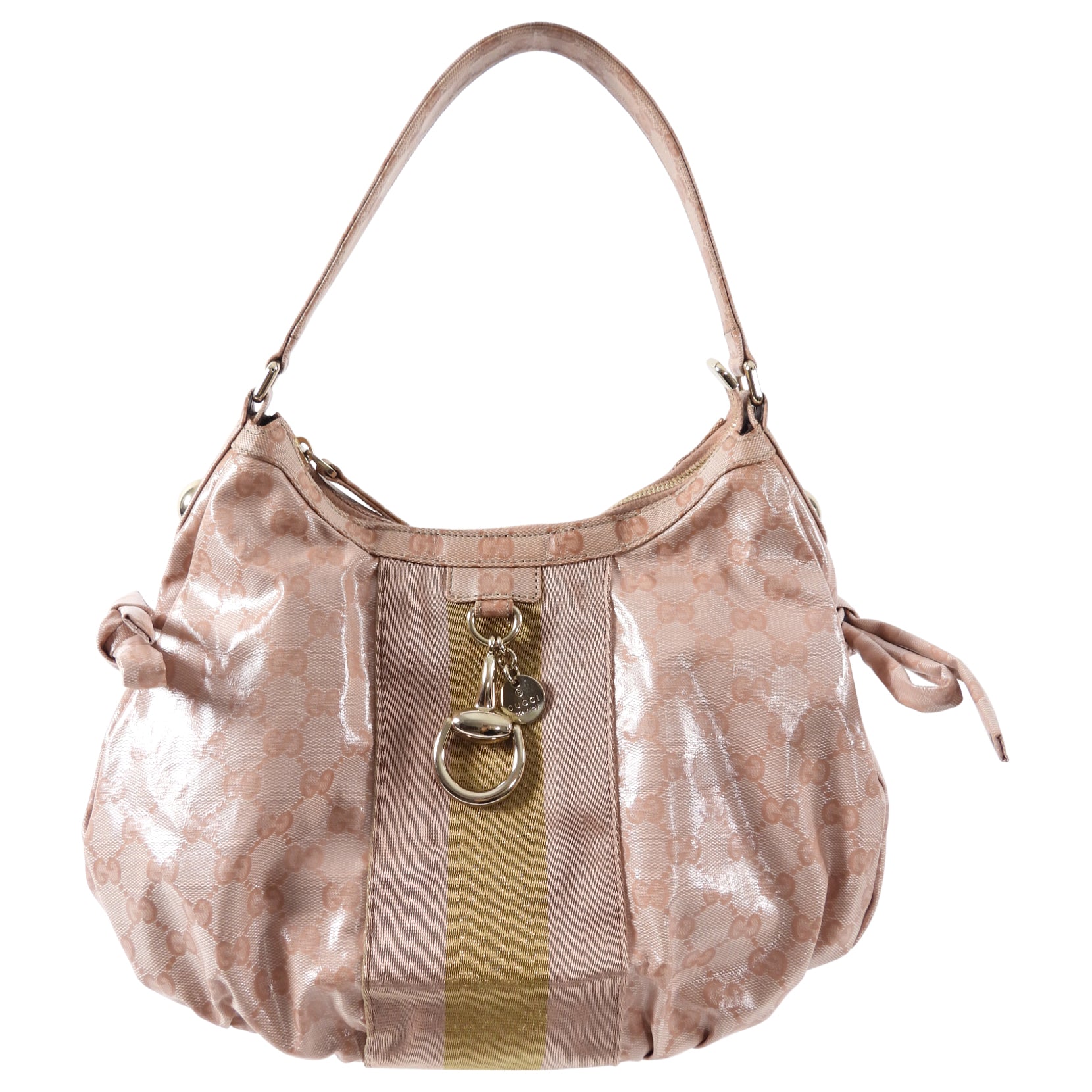 Gucci Monogram Canvas Pink Crystal Coated Small Hobo Bag