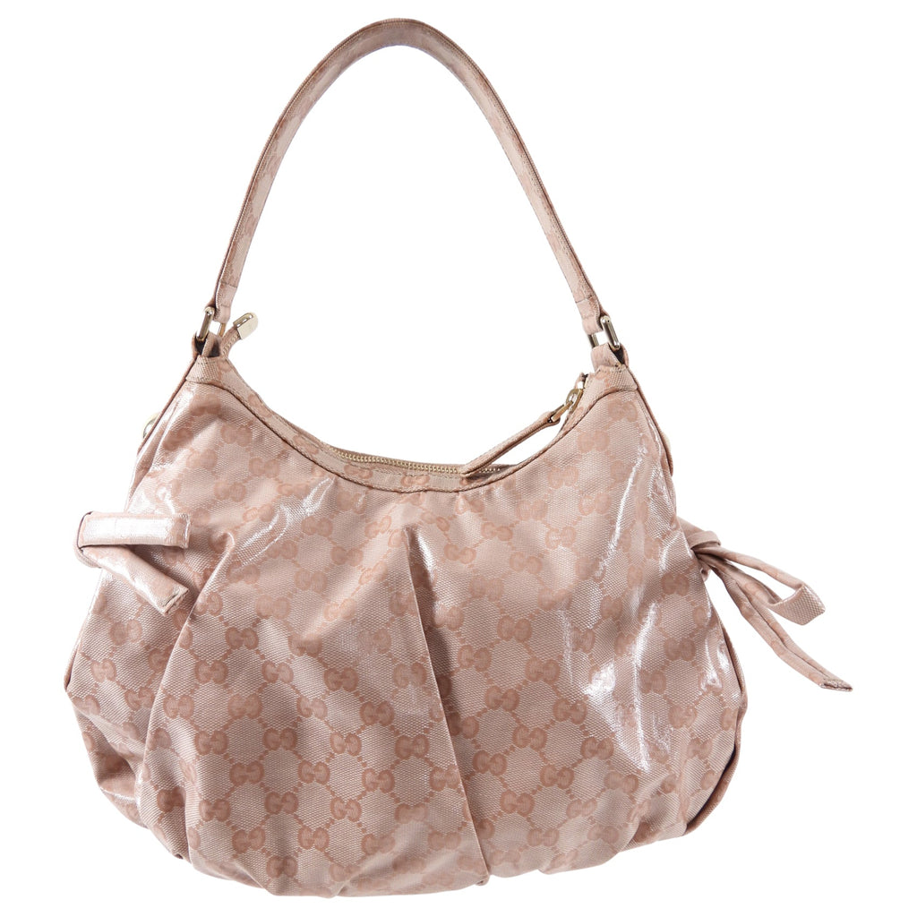Gucci Monogram Canvas Pink Crystal Coated Small Hobo Bag