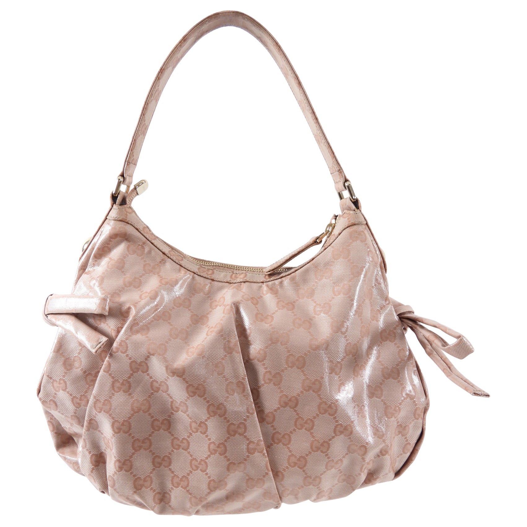 Gucci Monogram Canvas Pink Crystal Coated Small Hobo Bag