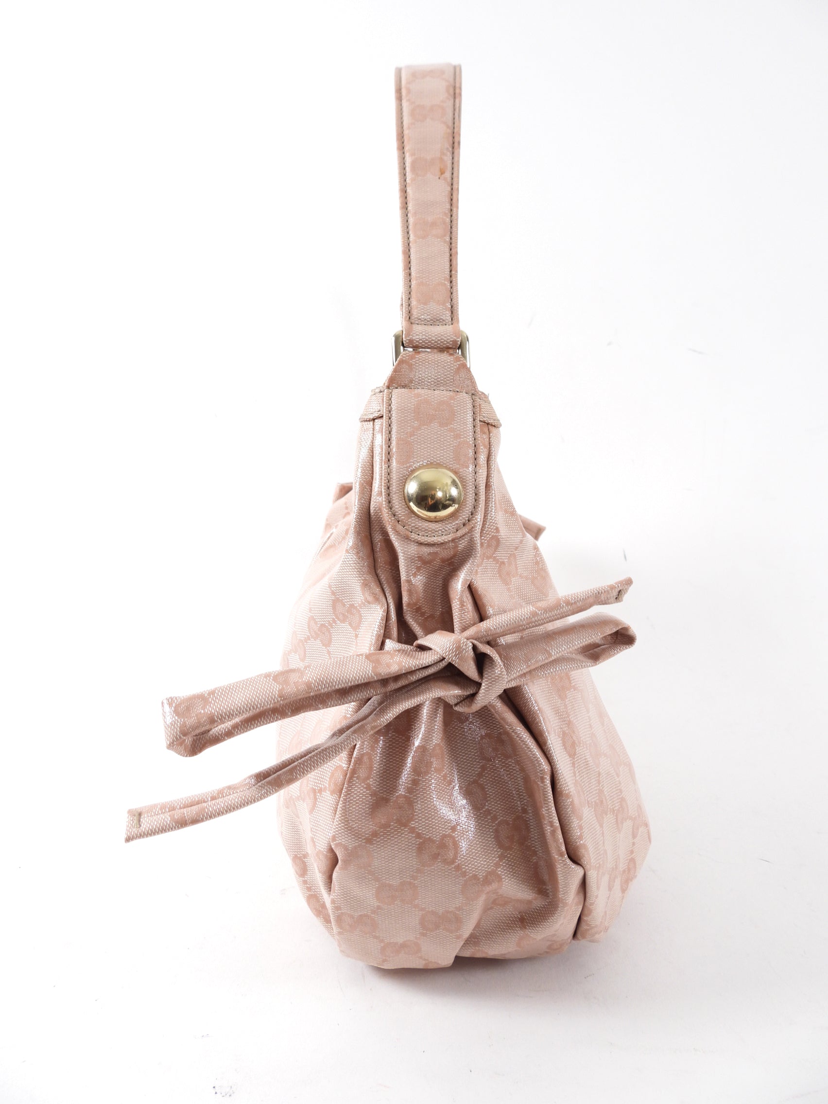 Gucci Monogram Canvas Pink Crystal Coated Small Hobo Bag