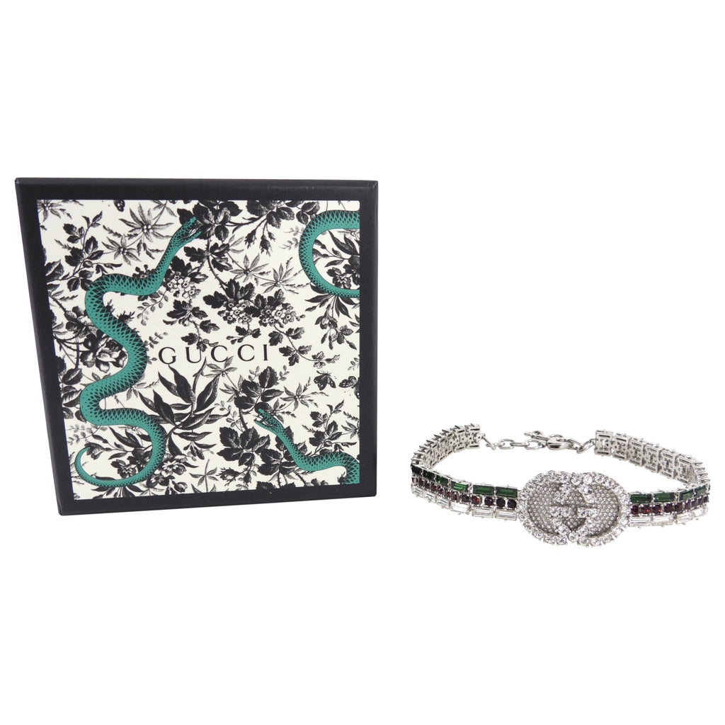 Gucci Crystal Web Green and Red Choker Necklace