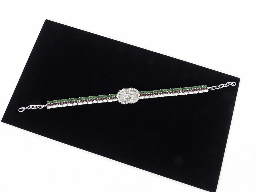Gucci Crystal Web Green and Red Choker Necklace