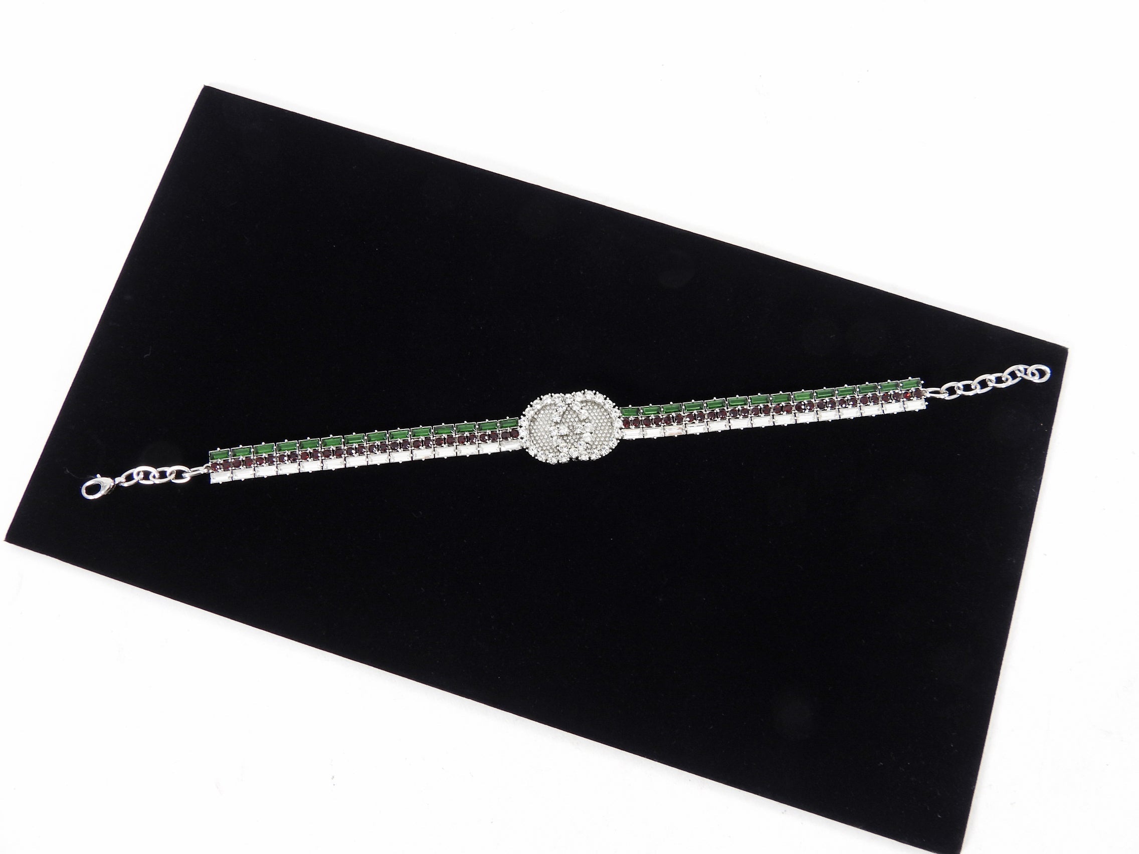 Gucci Crystal Web Green and Red Choker Necklace