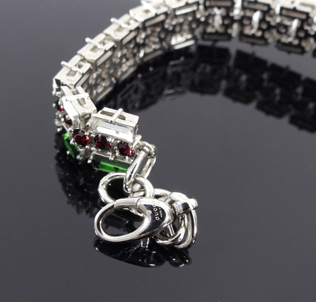 Gucci Crystal Web Green and Red Choker Necklace