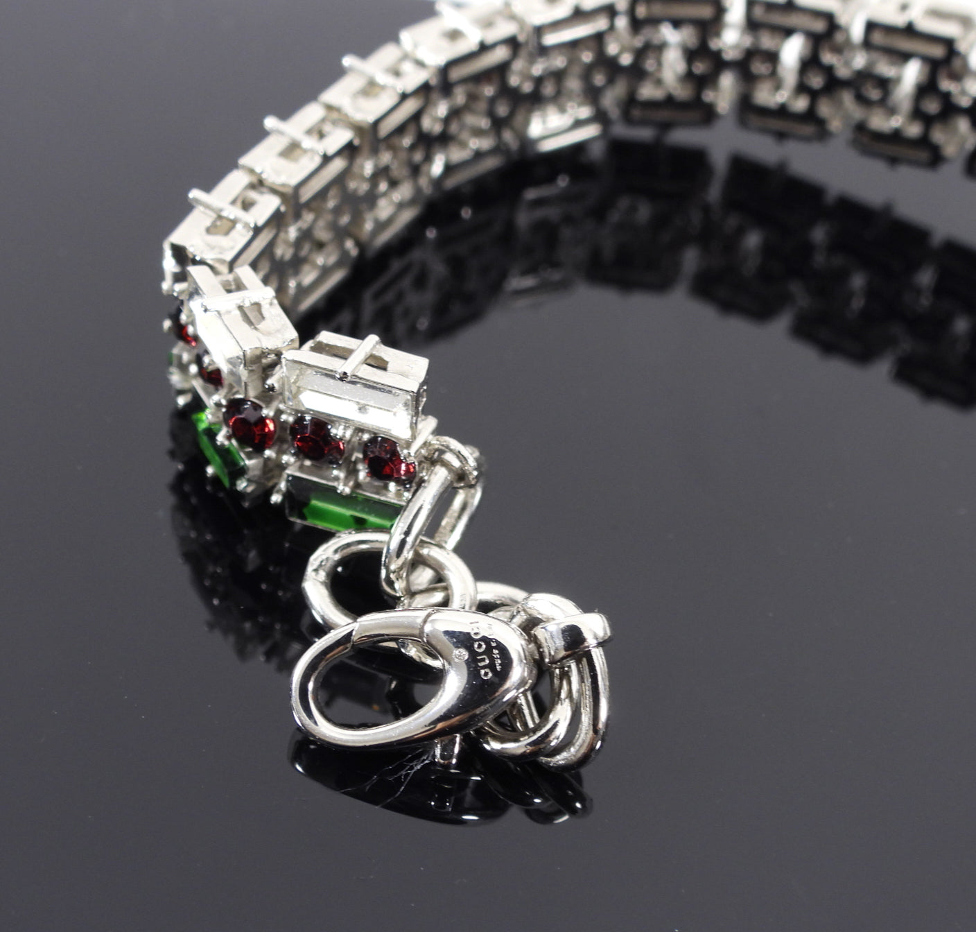 Gucci Crystal Web Green and Red Choker Necklace