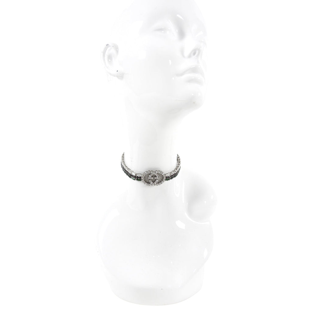 Gucci Crystal Web Green and Red Choker Necklace