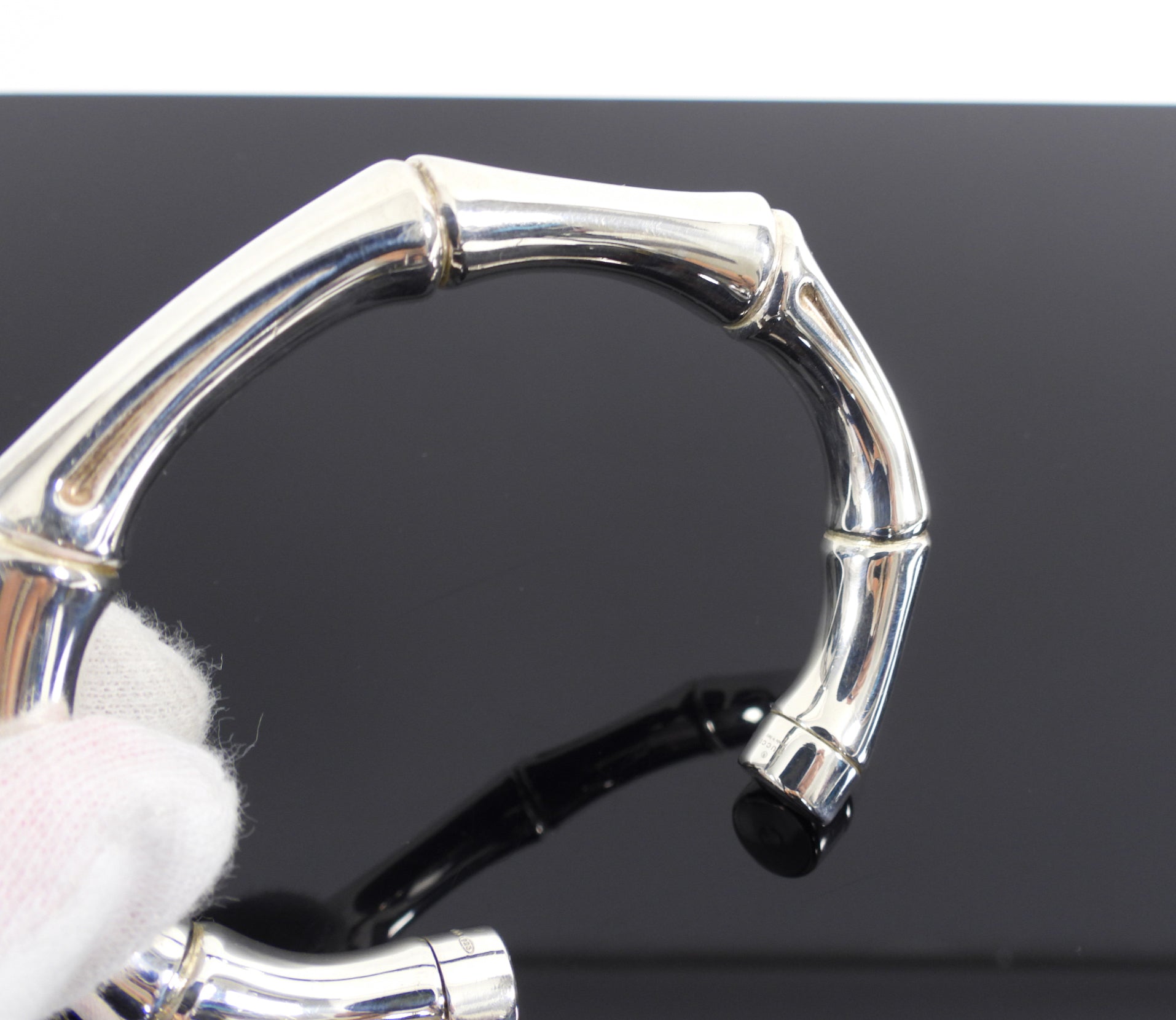 Gucci Sterling Silver Bamboo Cuff Bracelet - XL