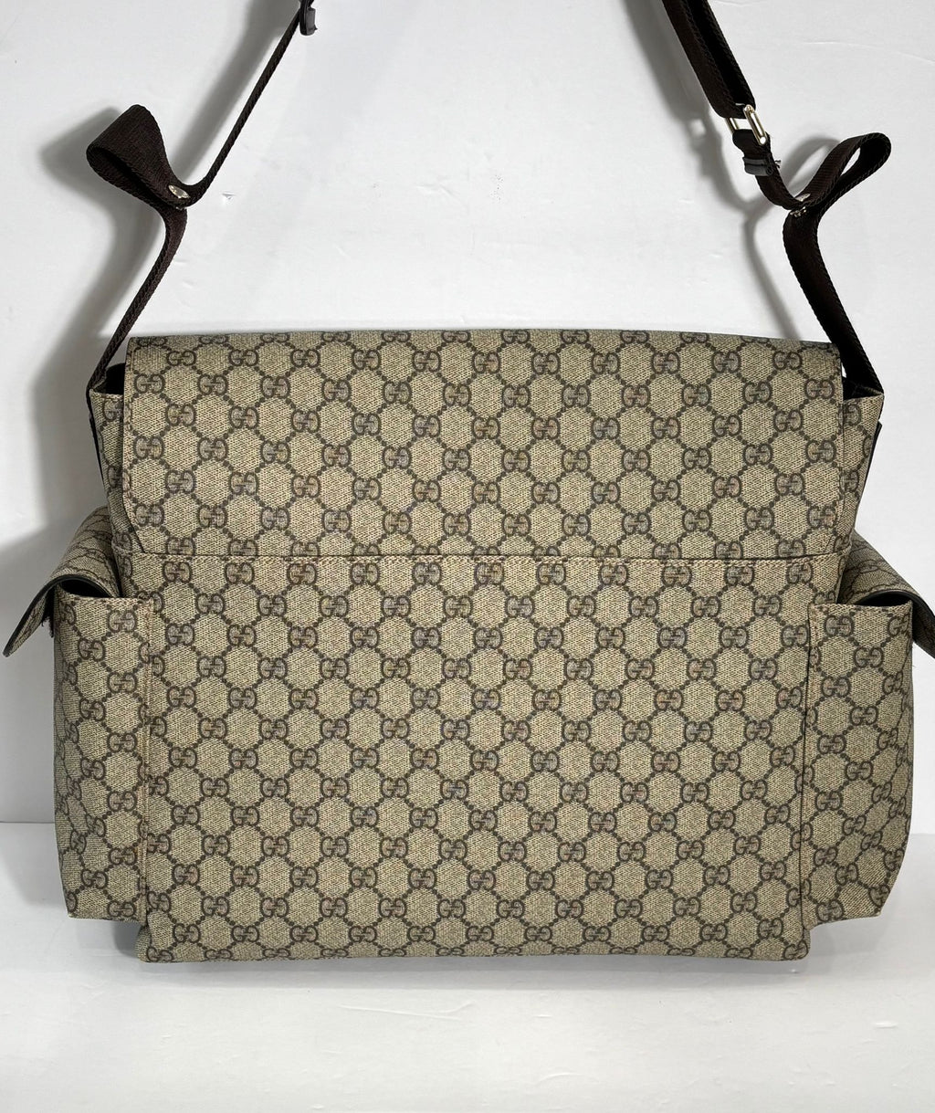 GUCCI BEIGE/BROWN GG SUPREME CANVAS PLUS DIAPER BAG