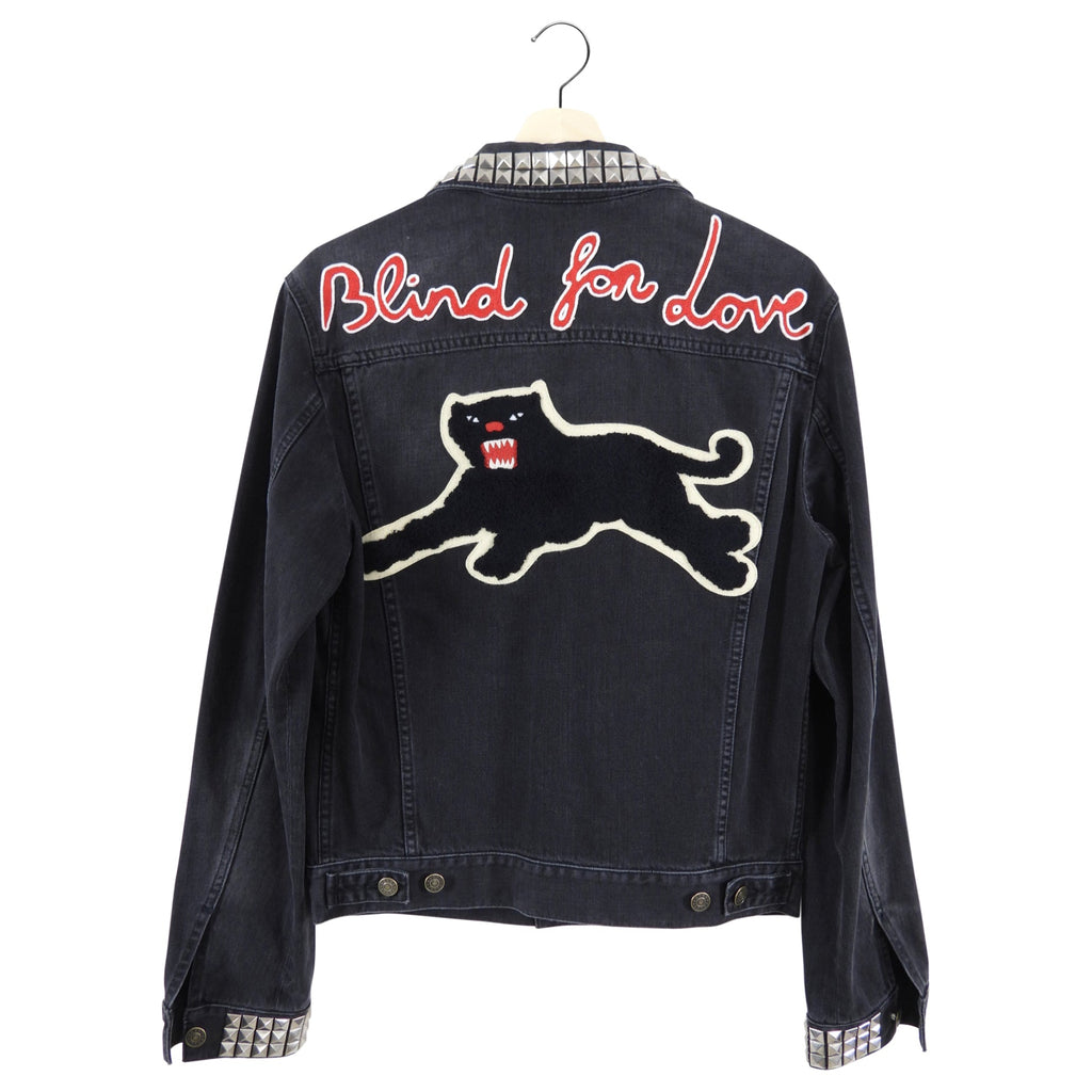 Gucci Blind For Love Black Denim Studded Embroidered Jacket - M