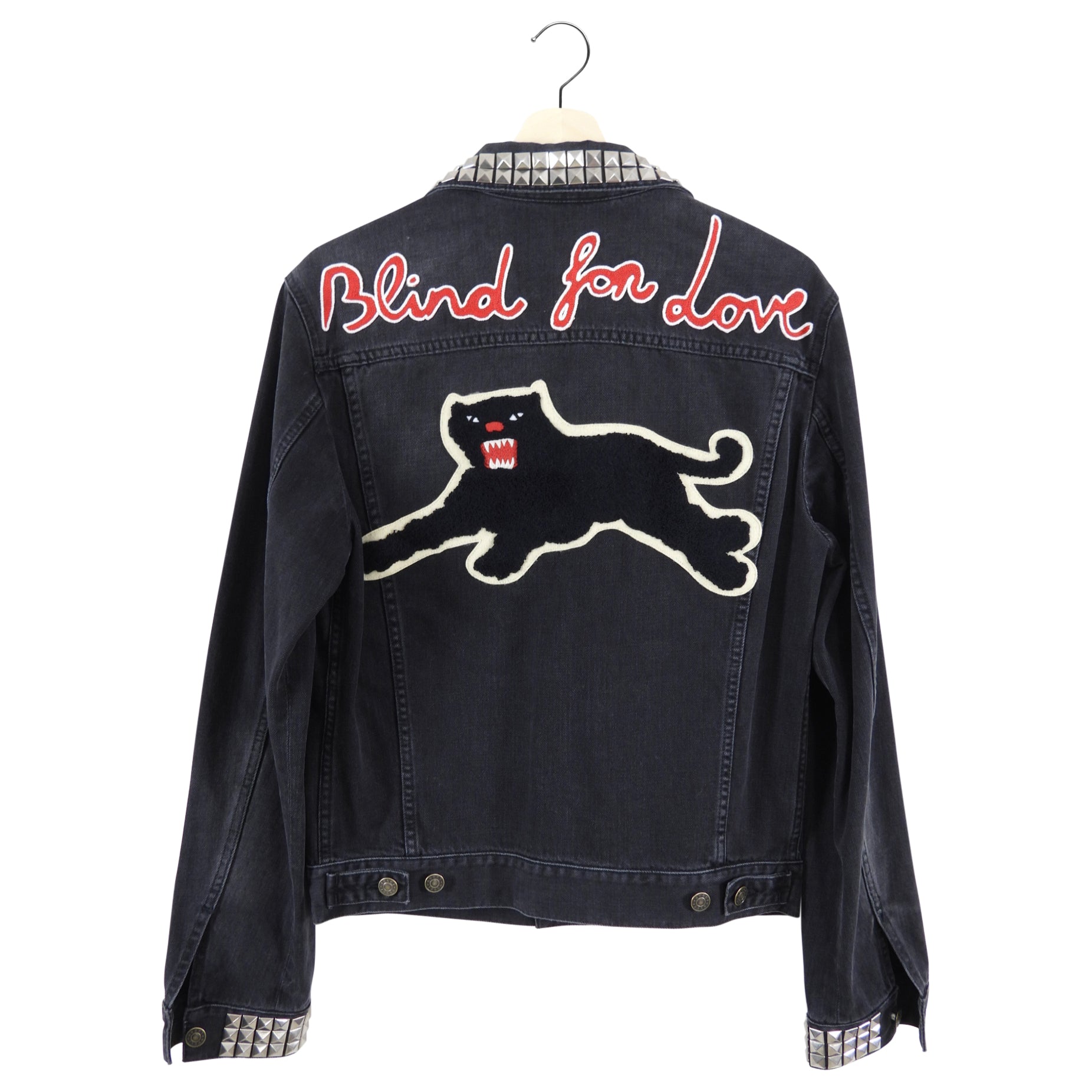 Gucci Blind For Love Black Denim Studded Embroidered Jacket - M