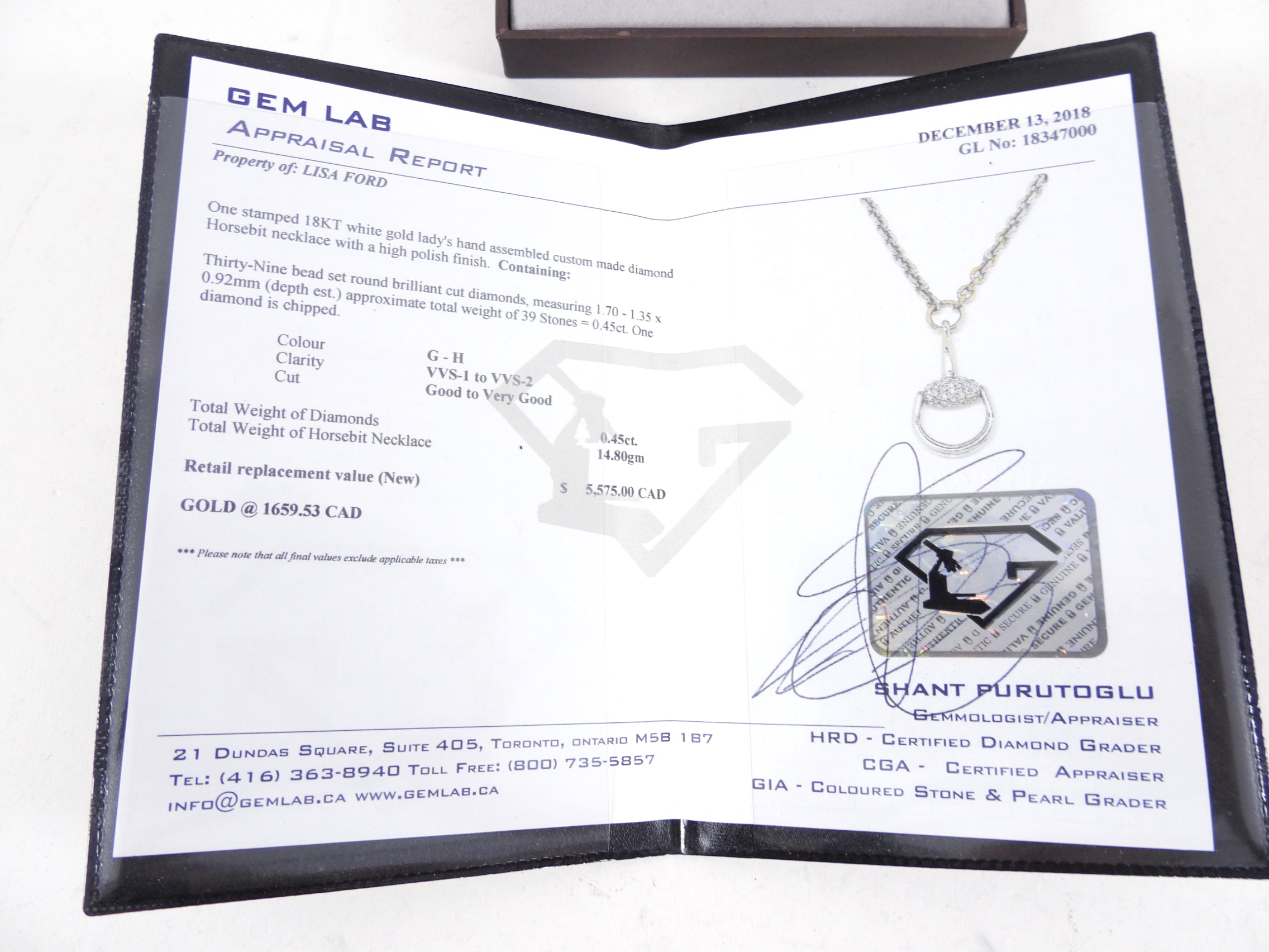 Gucci 18k White Gold and Diamond Horsebit Necklace
