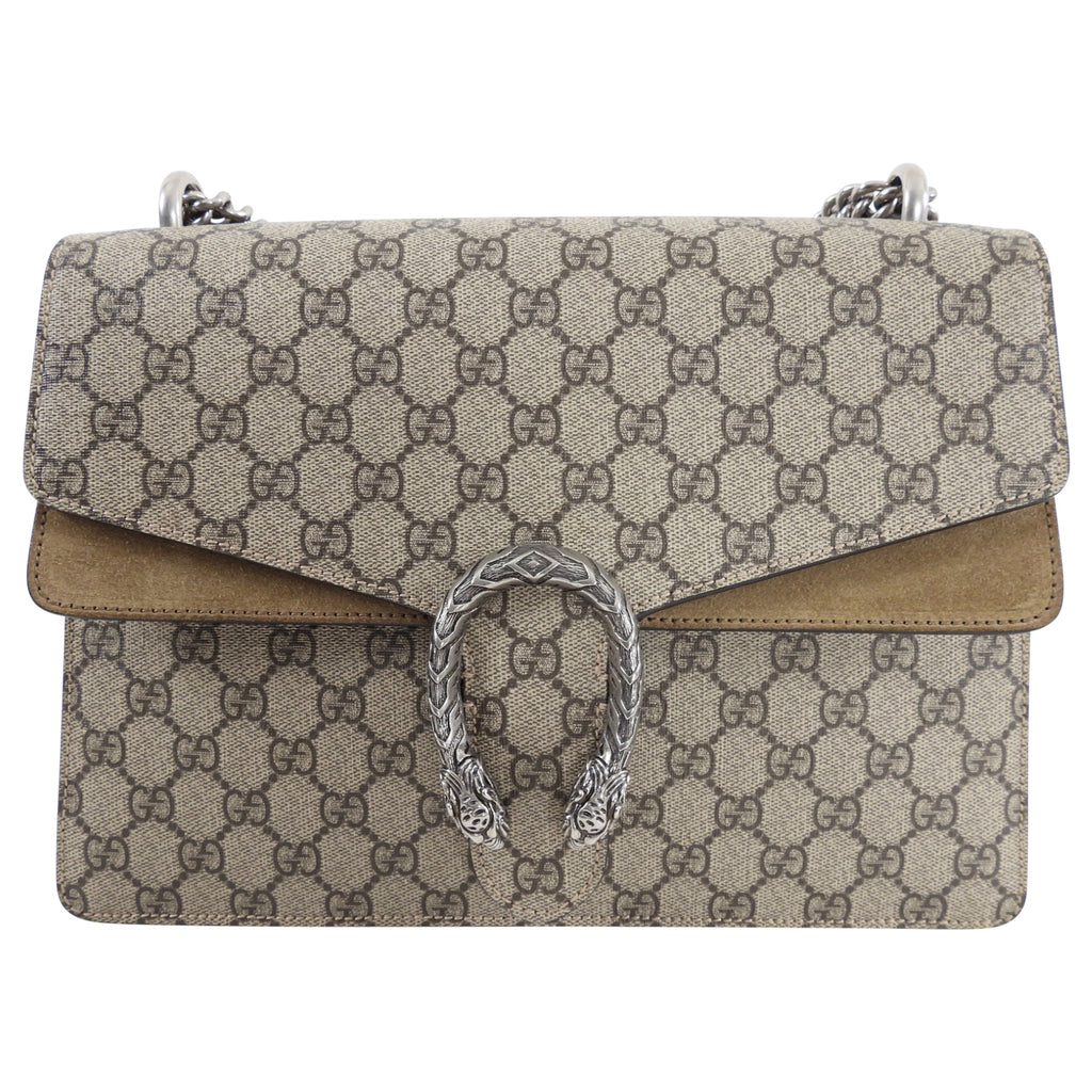 Gucci Monogram Supreme Medium Dionysus Chain Flap Bag