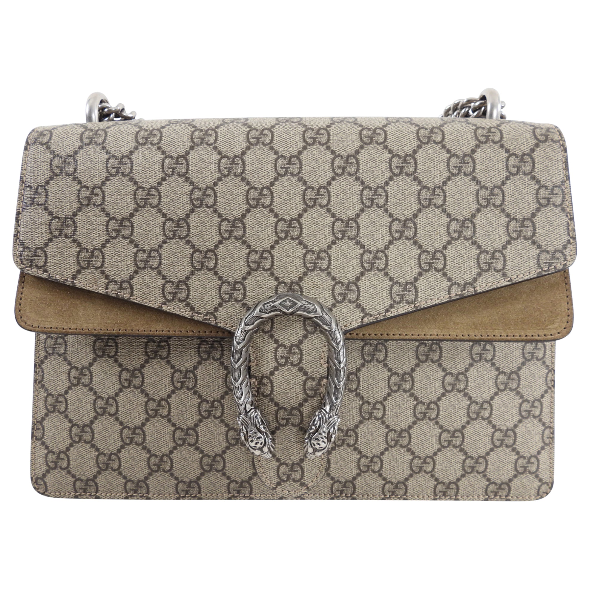 Gucci Monogram Supreme Medium Dionysus Chain Flap Bag