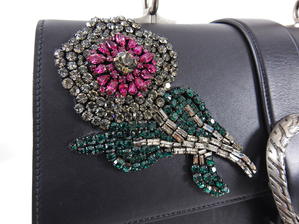 Gucci Large Crystal Flower Embellished Dionysus Bamboo Bag