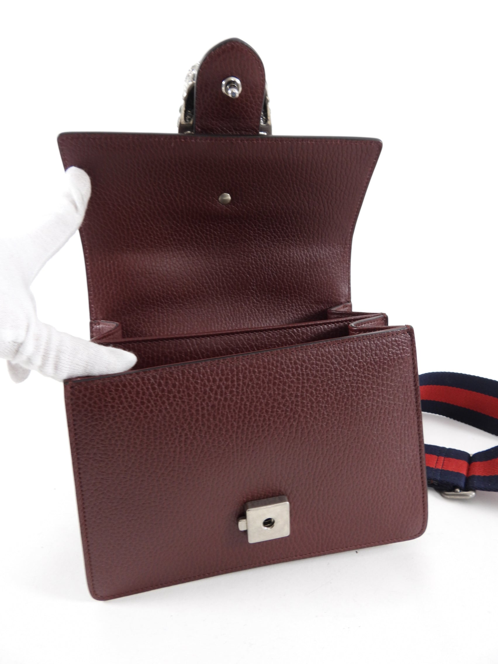 Gucci Burgundy Dionysus Bamboo Mini Web Strap Bag