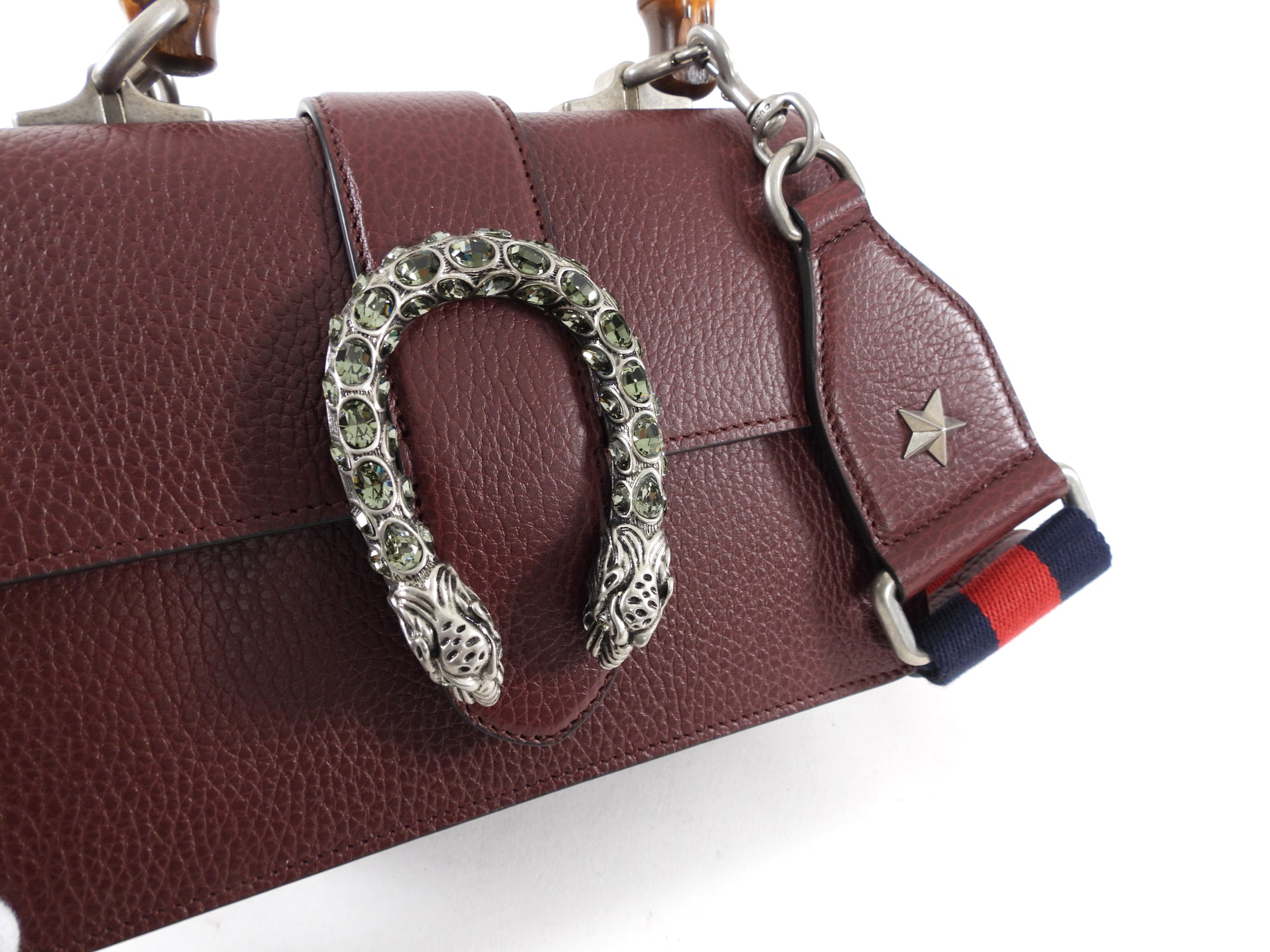 Gucci Burgundy Dionysus Bamboo Mini Web Strap Bag