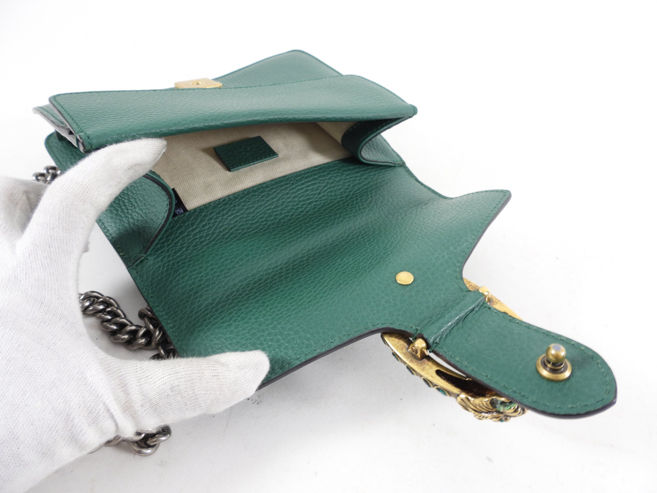 Gucci Green Mini Dionysus Chain Crossbody Bag