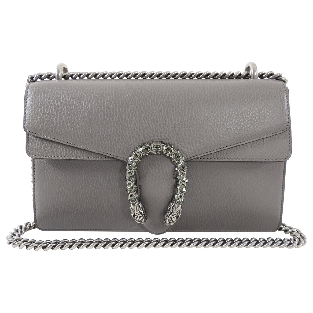Gucci Grey Leather Small Dionysus Jewelled Clasp Bag