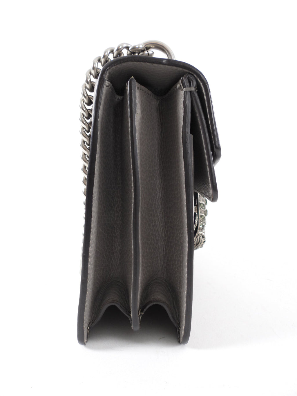 Gucci Grey Leather Small Dionysus Jewelled Clasp Bag