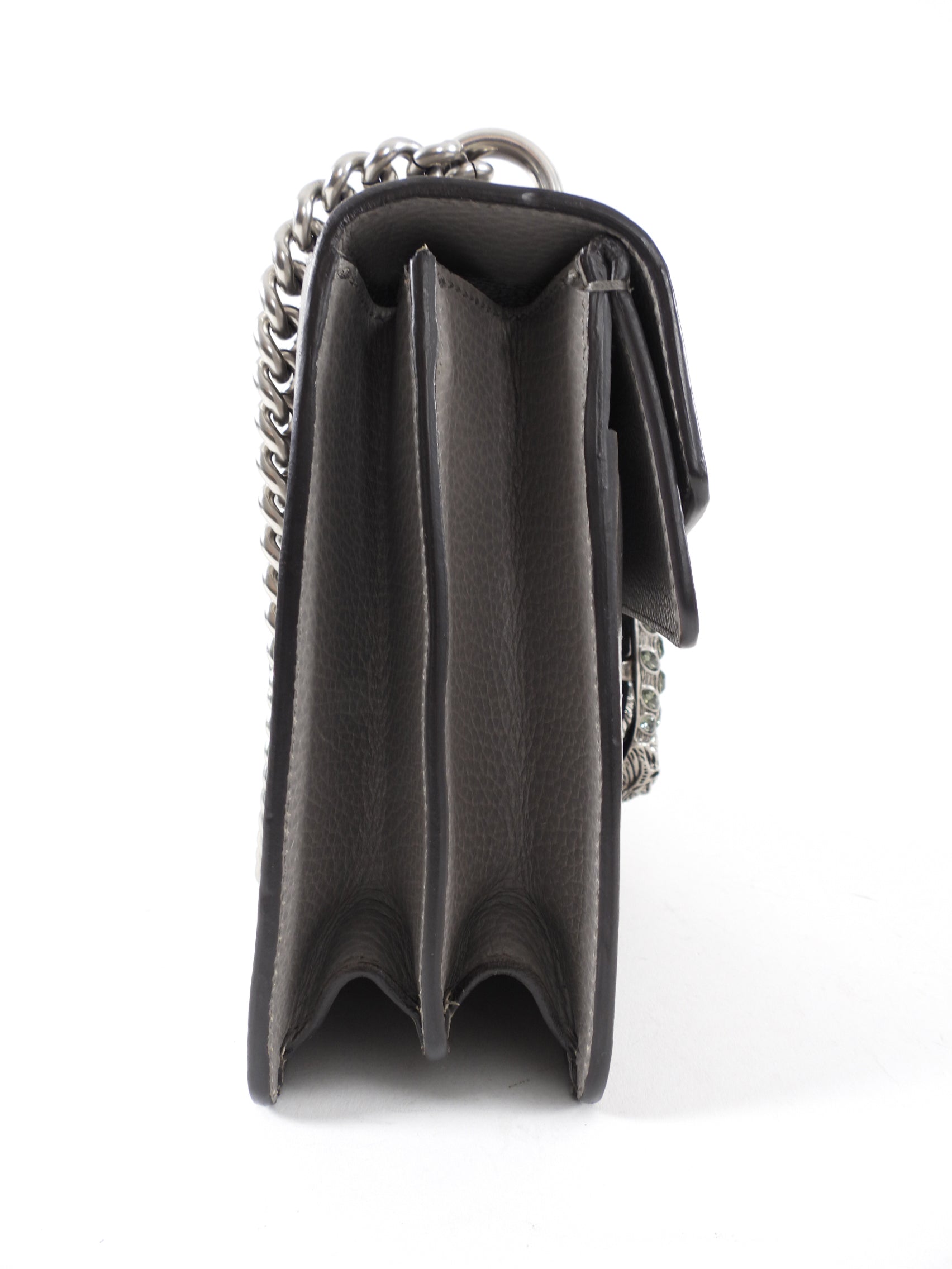 Gucci Grey Leather Small Dionysus Jewelled Clasp Bag