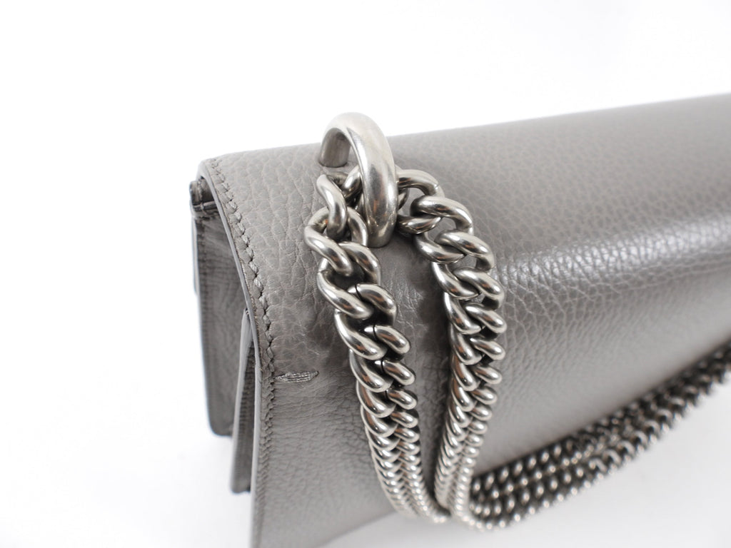 Gucci Grey Leather Small Dionysus Jewelled Clasp Bag