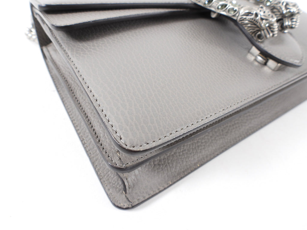 Gucci Grey Leather Small Dionysus Jewelled Clasp Bag