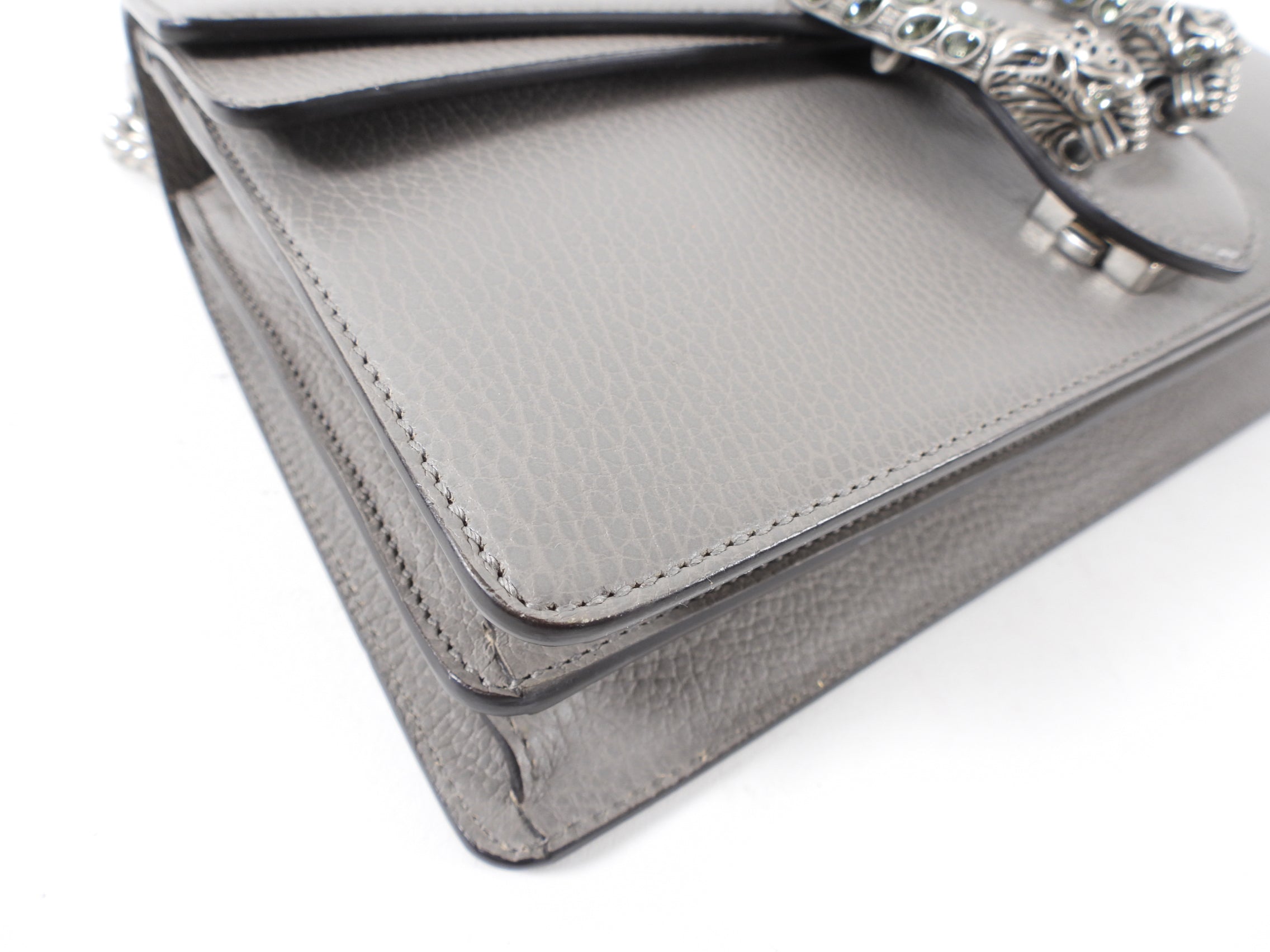 Gucci Grey Leather Small Dionysus Jewelled Clasp Bag