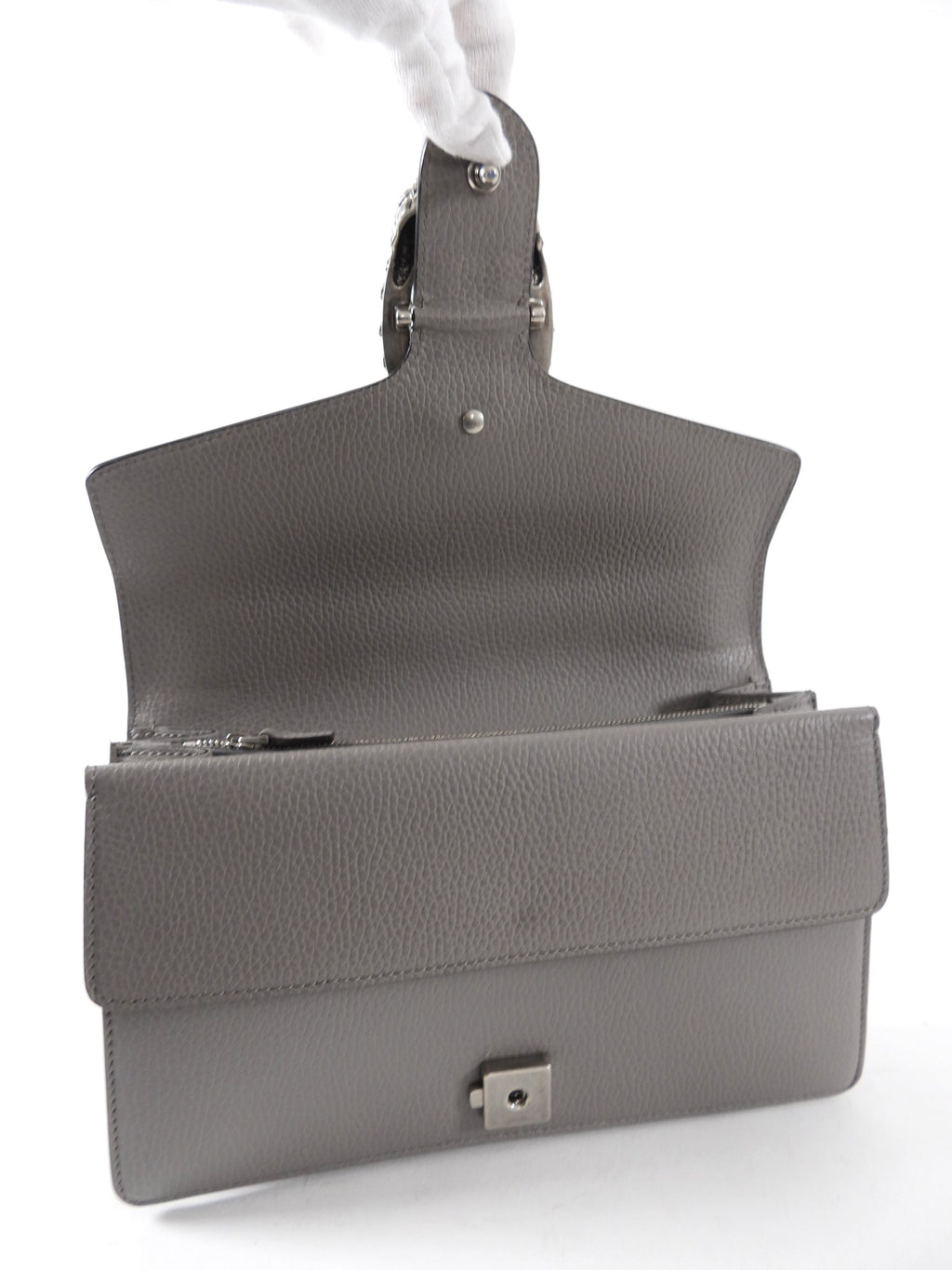 Gucci Grey Leather Small Dionysus Jewelled Clasp Bag