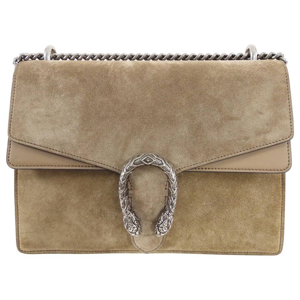 Gucci Dionysus Medium Taupe Suede Bag